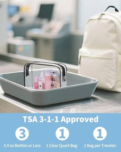 WANDF TSA Approved Toiletry Bag, 2 Packs Travel Clear Toiletry Bag, Quart Size Makeup Cosmetic Pouch with Zipper, Carry-On Airport Compliant Bag for Women and Men (2 pcs, Black) - Thumbnail 2