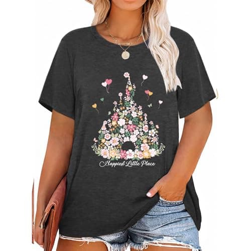 Plus Size Magical Shirts for Women Magical Tee Shirt Family Trip Vacation Tshirt Holiday Summer Graphic Tee Tops Darkgray - Image 1