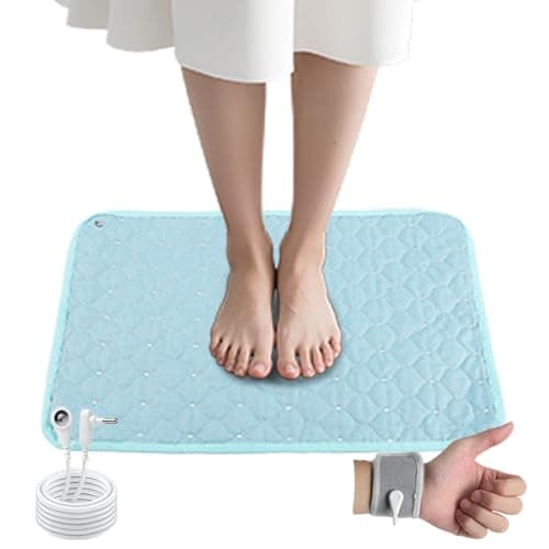 AddBili Conductive Metal Fabric Grounding Mat Set with Grounding Wristband and 15ft Cord for Bed/Desk/Floor/Feet - Machine Washable, Healthy Material to Improve Sleep and Wellness35-45-W