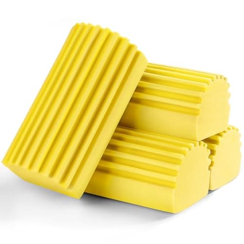 Jeymei 4-Pack Damp Clean Duster Sponge Brush for Cleaning Blinds, Glass, Baseboards, Vents, Railings, Mirrors, Window Track Grooves and Faucets (Yellow) - Image 1
