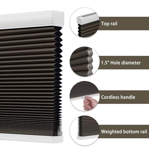 Changshade Blackout Cellular Shades Cordless Blinds for Indoor Windows, Room Darkening Honeycomb Pull Down 1.5" Cell for Bedroom, Bathroom, Nursey, Taupe, Shade Size 35.5 Inch Width, 72 Inch Height - Thumbnail 3
