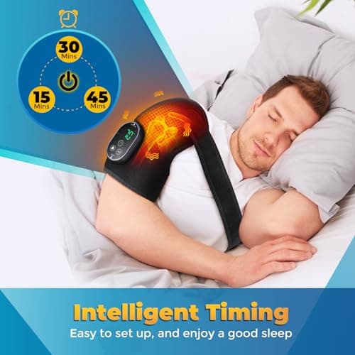 Cordless Heated Knee Massager with Vibration, FSA Eligible HSA, Heated Knee Brace Wrap Heating Shoulder Brace Support Wrap for Knee Elbow, Heating Pad with 6 Heating Levels, 3 Massage Modes&Timer - Thumbnail 4