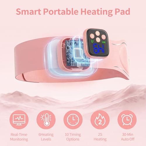 Seamless Heating Pad for Period Cramps, Portable Heating Pad for Back, Wearable Cordless Menstrual Heating Pad with Large-Area Heating｜2s Fast Heating｜Rechargeable｜6 Heat Levels,Pain Relief for Women - Thumbnail 3