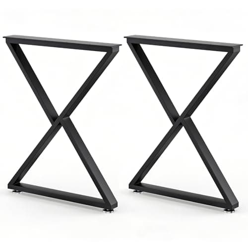 SNYXXOZ Table Legs 28”H x 24”W Heavy Duty Metal Furniture Legs Z Shape for Dining Table Kitchen Table Office Desk Table Base Replacement with Adjustable Feet Pads Screws 1000 LBS Load Black Set of 2 - Image 1