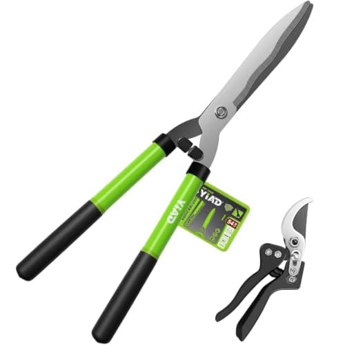 21"Garden Hedge Shears and 8"Pruning Shears Set,Manual Hedge Clippers with Steel Wavy Blades Heavy Duty Gardening Clippers,Sharp Pruners Scissors for Trimming Borders,Grass,Bush,Boxwood Yard Tools - Image 1