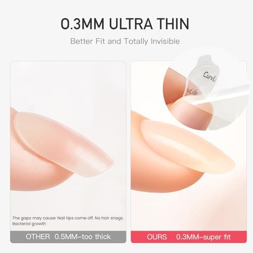 Curvlife CareHold Strong Hold Nail Adhesive Tabs for Valentine Press On Nails – 10 Sheets 240pcs 12 Sizes, 0.3mm Ultra Thin Waterproof Breathable Nail Glue Stickers, Daily Wear and Gentle Removal - Thumbnail 4