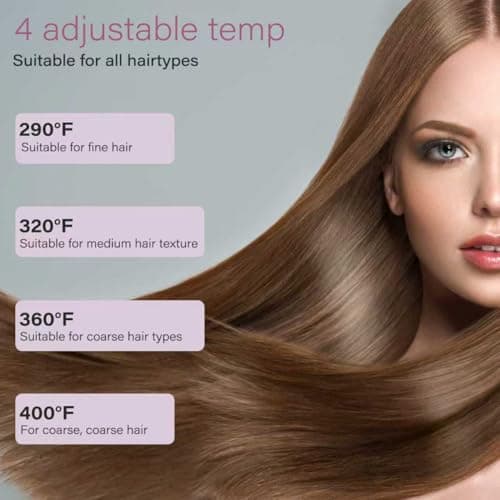 ZZR SEVEN Hair Straightener, 1.25” Flat Iron and Curler 2 in 1, Ceramic Coating, Quick Heat Up, 4 Temp. Options, for All Hair Type, Less Frizz, Shinier and Smoother, Dual Voltage for Travel (Pink) - Thumbnail 4