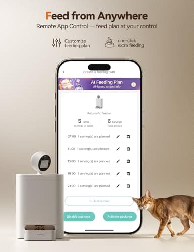FEELNEEDY Automatic Cat Feeder with Camera 360°, 2k HD Video Night Vision, AI-Powered for Auto Pet Tracking, 5G/2.4G Wi-Fi & 2-Way Audio, Smart APP Control, Low Food Alert, 5.5L Timed Pet Feeder - Thumbnail 5