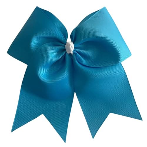 ClassExceed Cheer Bow for Girls, Light Blue Hair Bow, Handmade No-Fray Grosgrain Ribbon, Cheerleading Bow for Team, School & Competition