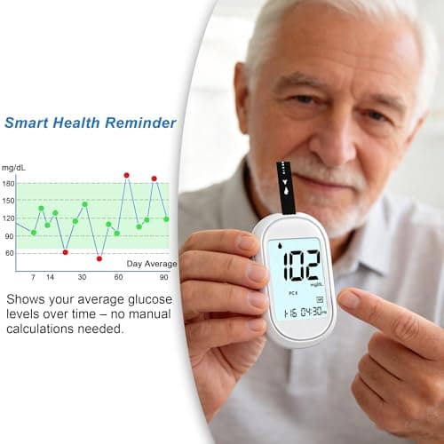 Glucose Monitor Kit – All-in-One Blood Sugar Monitor with 100 Test Strips & Lancets, High Accuracy Glucose Monitor, Large Bright Screen, PC/AC/CTL Mode, No Coding, Diabetes Testing Kit for Home - Thumbnail 3