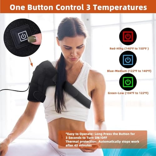 MOTAYU Shoulder-Heating-Pad-Heated-Wrap - 3 Heat Settings Heating Pad for Shoulder,Suitable for Relieving Muscle Pain,Tendonitis Periarthritis - Thumbnail 3