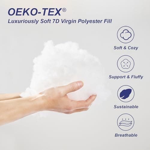 Wuuyuef 18x18 Pillow Inserts Set of 2–Hypoallergenic Square Pillow Inserts, Oeko-TEX Certified Virgin Down Alternative Filling, Machine Washable - Thumbnail 3