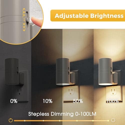L LOHAS LED Night Light Plug in, 2 Pack, Night Lights Plug into Wall, Light Sensor, Cement Gray Housing, Soft White Nightlight, 3000K 100LM Dimmable Nightlights for Hallway Bedroom Stairway - Thumbnail 2