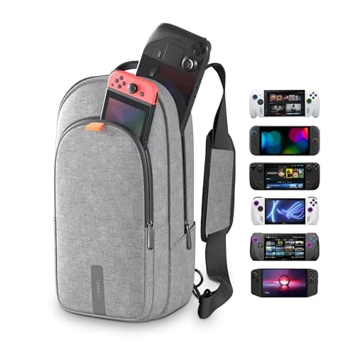 Syntech Carrying Case Compatible with Steam Deck OLED/ROG Ally X/ROG Xbox Ally X/Legion Go S/Nintendo Switch 2/PS Portal, Portable Travel Sling Bag for Consoles & Accessories with Large Storage, Gray