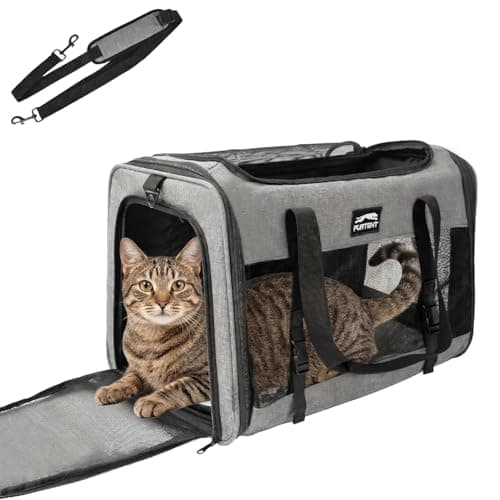 Furtent Soft Sided Two Cats Dog Carrier up to 25 lbs, Portable Mesh Pet Travel Bag for Medium Puppy Big Cats, Collapsible Puppy Crate Home Outdoor 20x13x13in, Grey - Image 1