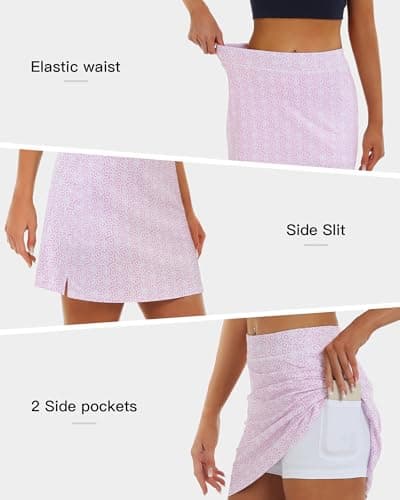 Stelle Women's Athletic Skorts 17" Golf Skirts Inner Shorts Tennis Skort with 2 Pockets Running Sports Pickleball Skirt(Paisley Bloom Print,XL) - Thumbnail 6