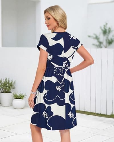 MOLERANI Summer Dresses for Women 2026 Casual Crew Neck Sundresses Short Sleeve Fashion Beach Vacation Dress with Pockets - Thumbnail 4
