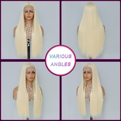 Barbique Blonde Wig, Synthetic Lace Front Wigs Pre-Plucked 13x6 HD Glueless Long Straight 26 Inch Ready to Wear 613 Wigs Beginner Friendly Suitable for Daily Party Wear - Thumbnail 6