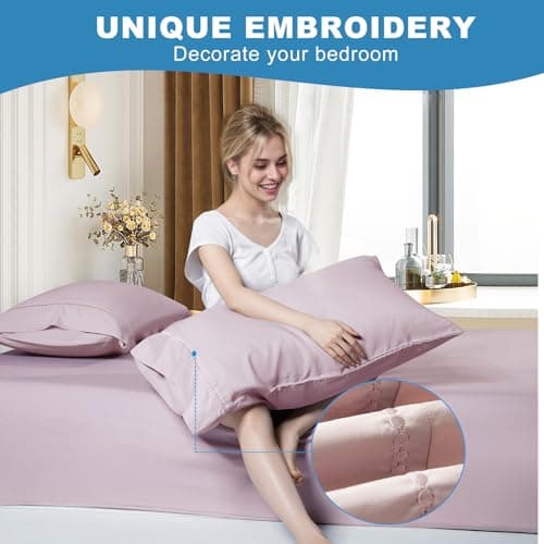 LOVSTOY Cooling Pillow Cases Set of 2, Standard Size Cool Pillowcases for Hair Skin and Hot Sleepers, Silky Summer Pillow Cover with Envelope Closure, Pinkish Purple, 20x26 inch - Thumbnail 3