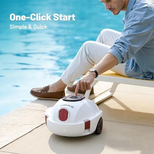 VONKO P10 Pool Vacuum for Above Ground Pool, Cordless Robotic Pool Cleaner and Above Ground Pool Vacuum, Automatic Pool Vacuum with 100-Min Runtime, Self-Parking,White - Thumbnail 6