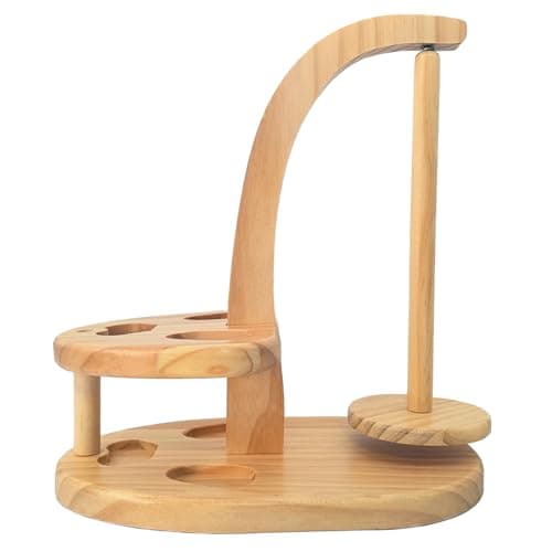 Yarn Holder for Crocheting, Wooden Yarn Ball Holder, Yarn Spinner with Magnetic, Pendulum Yarn Dispenser, Crochet Gift for Knitting Lovers (Upgraded Natural)