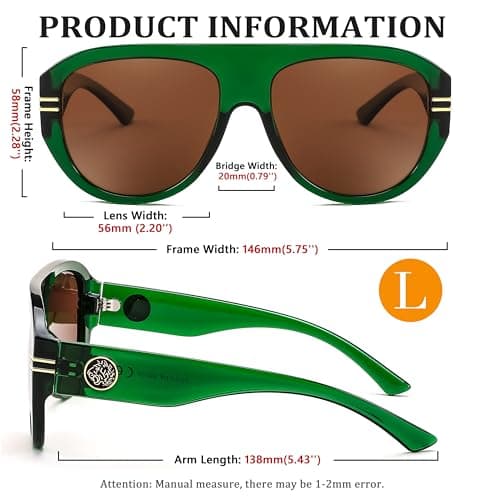 FEISEDY Retro Polarized Oversized Sunglasses for Men Women Trendy 70s Vintage Plastic Frame Sun Glasses B4150 - Thumbnail 5