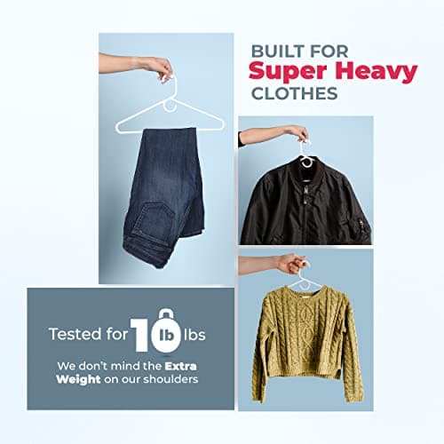 Neaties Super Heavy Duty Clothes Hangers 100+ Pack (324 Count) – Made in the USA - 10lb Capacity, Thick Plastic Hangers for Pants, Coats, Jackets, Jeans and Adult Clothing – White - Thumbnail 5