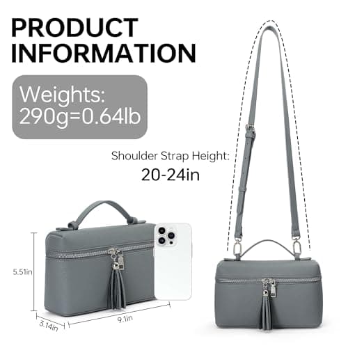 Kiss Sea Small Handbags for Women Top Handle Bag with Adjustable Shoulder Strap Crossbody Bags for Women Grey - Thumbnail 4