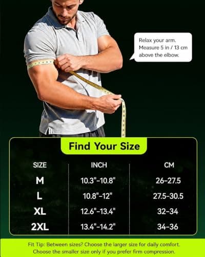 Elbow Brace Support with Gel Pads Breathable Elbow Compression Sleeve for Men & Women 4D Knit Elbow Sleeve for Golfer's, Tennis Elbow, Tendonitis, Reduce Joint Pain During Any Activity(Black, Large) - Thumbnail 5
