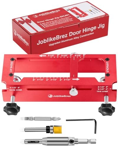 JoblikeBrez Door Hinge Jig, Aluminum Alloy Doors Hinges Router Jigs, Adjustable Door Jamb Hinge Jig, Fits Door Hinges from 2.5" to 5" Length and Thicknesses, Radius 1/4”, Radius 5/8” and Square Corner