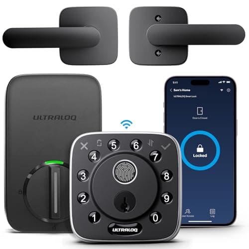 ULTRALOQ Bolt Fingerprint WiFi Smart Locks for Front Door with Door Sensor, Works with Apple Home, Alexa, Google, Keypad Door Lock with Handle, App Remote Access, Geofence Auto Unlock, Auto-Lock - Image 1