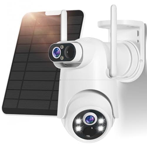 Dual Lens Solar Security Cameras Wireless Outdoor, 2.5K HD Dual Cam No Blind Spot Security Camera with PIR Motion Dectection, 360° PTZ, 5G/2.4GHz WiFi, Full Color Night Vision, IP65 Waterproof - Image 1