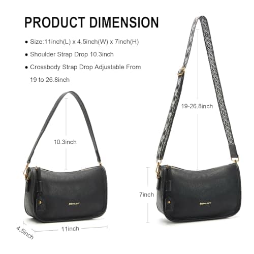 Pemilen Shoulder Bag Handbag for Women, Small, Black - Thumbnail 4