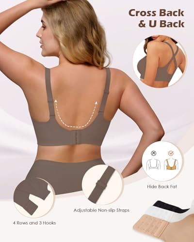 As Fairy Jelly Bras for Women Wireless Push Up Bra with Support and Lift Seamless Comfortable Bralette Tshirt Brassiere Grey 38D - Thumbnail 4