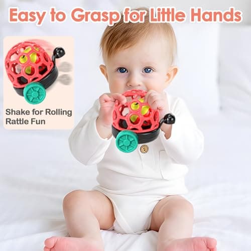 WEEJOYGAM Train Baby Toys 6-12 Months, Infant Soft Cars for Toddlers 1-3 Boy Easter Basket Stuffers Birthday Gift 6 7 8 9 10 Month 1 Year Old Boy Cause Effect Montessori Musical Push Truck Ball Rattle - Thumbnail 4