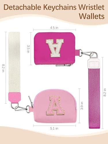 LIMKRIAN Initial Wristlet Wallets for Women，Small Dual Pouch Wristlet, Personalised Keychain Wallet, Mini Zip Around Coin Pouse, Monogrammed Wristlet (Letter C) - Thumbnail 6