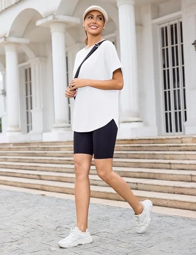 Totatuit Tee Shirts for Women Loose Fit Drop Shoulder Short Sleeve Oversized Tees Cute Teens Girls Summer Big T-Shirts White Large - Thumbnail 5