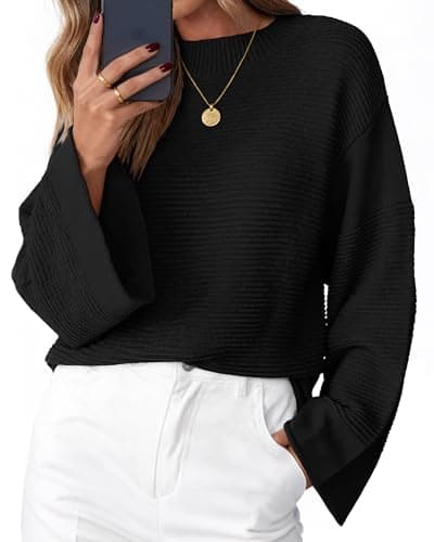 KIRUNDO Oversized Sweaters for Women Ribbed Knit Chunky Long Sleeve Tunic Sweater Pullover Tops Fall Winter Clothing(Black, X-Large) - Image 1