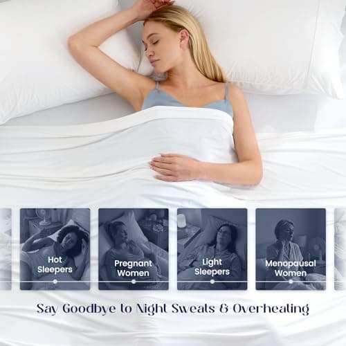 Dream Valley 4 PCS Cooling Sheets Queen Size with 2 Pillowcases,Cloud White - Thumbnail 5