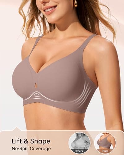 LetsJoli Wireless Bras for Women No Underwire Seamless Push Up Full Coverage Supportive Bralettes Fall Fashion Must Haves(Gray L) - Thumbnail 3