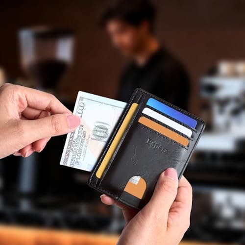 Espera Slim Minimalist Front Pocket Wallet for Men, RFID Blocking Credit Card Holder, Thin Travel ID Card Case, Gifts for Men - Thumbnail 6