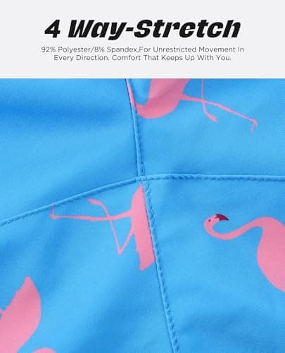 CoozySphere Mens Swim Trunks with Compression Liner 5 Inch Stretch 5" Bathing Suit Beach Shorts M Blue Flamingos - Thumbnail 5