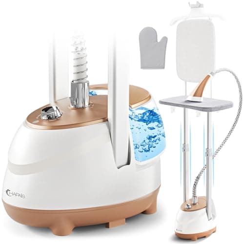 HAPAIS Steamer for Clothes,1800W Standing Garment Steamer 30s Heat-up with Adjustable Stable Double Rod,2-in-1 Flat & Hanging Ironing,Clothes Steamer with 10 Fabric Steam Modes - Image 1