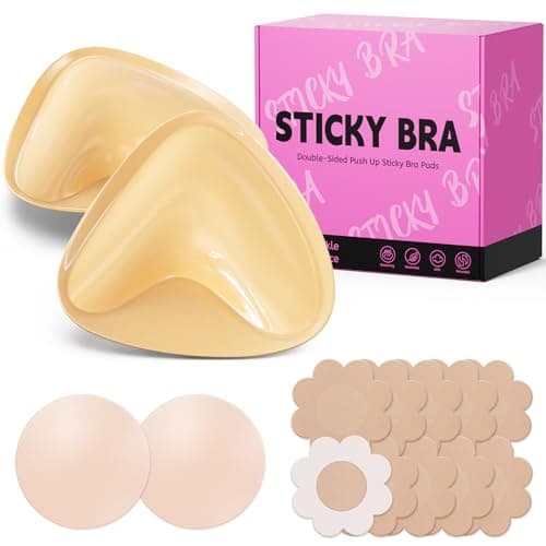 Mearter Ultra Push up Sticky Bra Pads Inserts | Double Sided Adhesive Bra Inserts | Stick on Bra for Sports Bra Swimsuit (Extra-Large, Beige) - Image 1