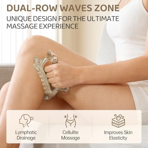 InfiniteRelax 6-in-1 Resin Body Gua Sha Facial Tools - Lymphatic Drainage Tool, Face Gua Sha Tool & Acupressure Tool - Body Guasha Tool, Trigger Point Massage Tool Fascia &Cellulite Massager(Amber) - Thumbnail 4