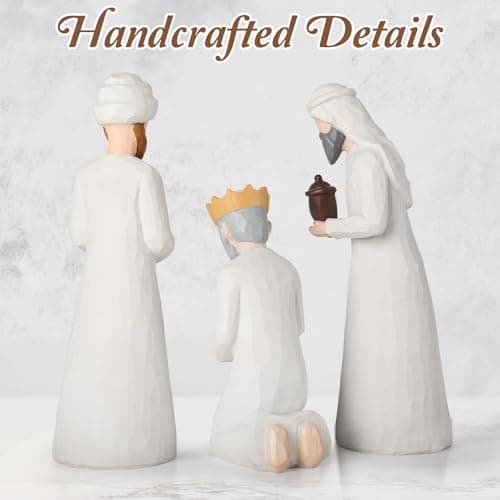 Nativity Set Three Wise Men - 8.7" Large Size Hand-Carved Resin Nativity Collection Figurines,3 Pcs Classic Nativity Scene Wisemen Figures Indoor 3 Kings New Year Decoration Gifts for Holy Family - Thumbnail 3