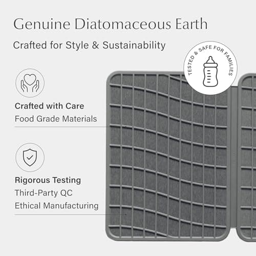 Dorai Home Dish Pad - Diatomaceous Earth Stone Drying Mat for Kitchen Counter - Quick Drying -Stone Dish Drying Mat for Kitchen - (24.6" x 16.5") - Thumbnail 5