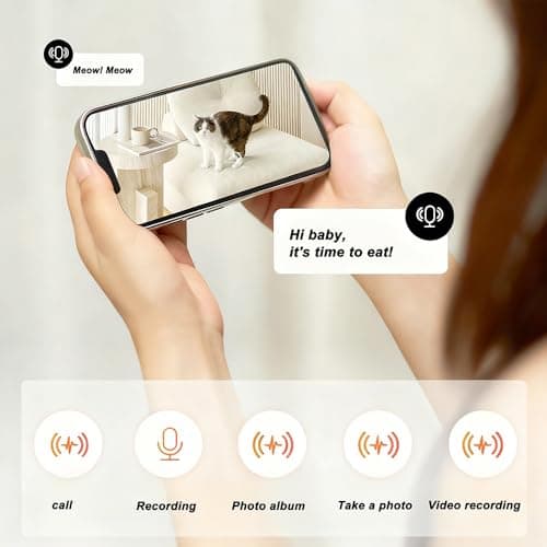 Smart Automatic Pet Feeder with 2K HD Camera & Night Vision, 4.5L Large Capacity, Anti-Jam System, Voice Recorder, Dual Power, App Control, Programmable Feeding for Cats/Dogs (White) - Thumbnail 2