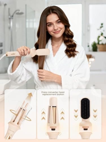 KTIVHMIC 3-in-1 Automatic Curling Iron,Rotating Curler&Straightener Brush - Thumbnail 3