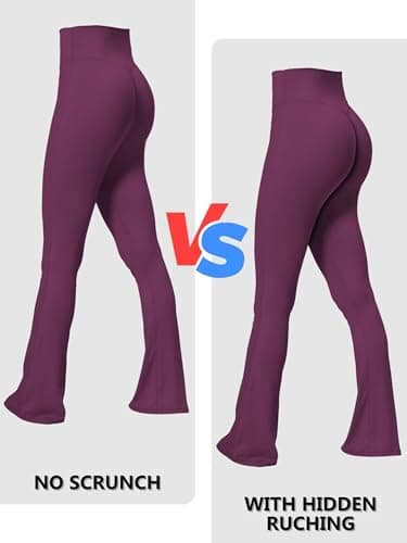 Sunzel No Front Seam Mini Flare Leggings for Women, Invisible Butt Scrunch Flared Yoga Pants with Tummy Control 28" Cherry Red X-Small - Thumbnail 4